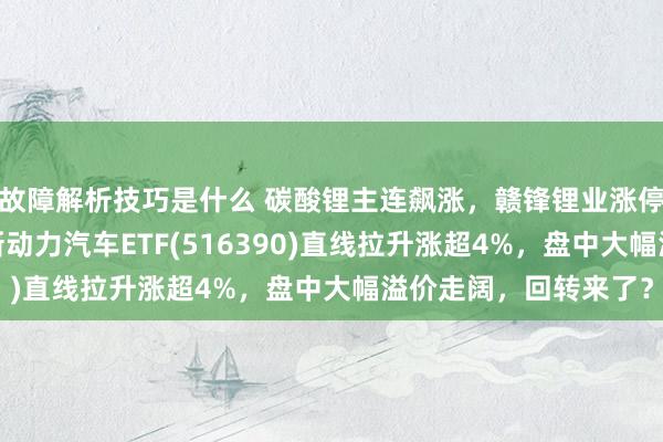 故障解析技巧是什么 碳酸锂主连飙涨，赣锋锂业涨停、宁德时间涨3%，新动力汽车ETF(516390)直线拉升涨超4%，盘中大幅溢价走阔，回转来了？