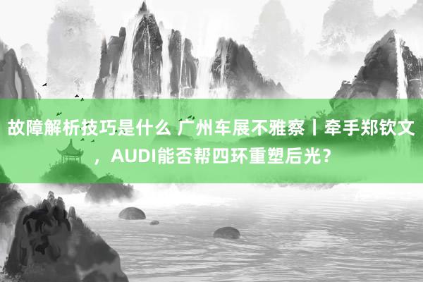 故障解析技巧是什么 广州车展不雅察丨牵手郑钦文，AUDI能否帮四环重塑后光？