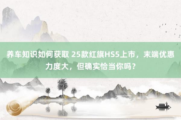 养车知识如何获取 25款红旗HS5上市，末端优惠力度大，但确实恰当你吗？