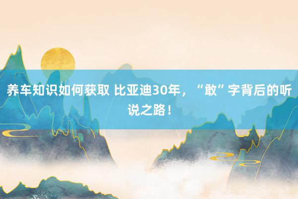 养车知识如何获取 比亚迪30年，“敢”字背后的听说之路！