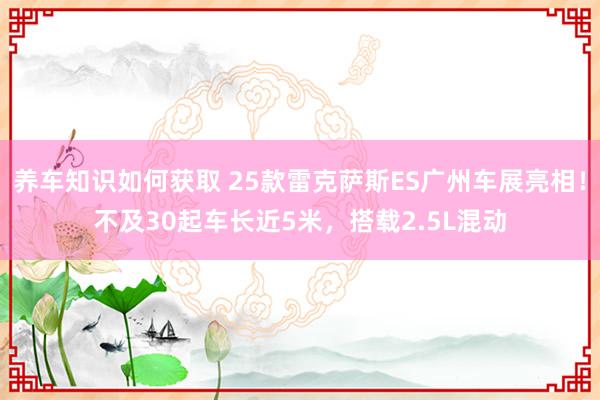 养车知识如何获取 25款雷克萨斯ES广州车展亮相！不及30起车长近5米，搭载2.5L混动