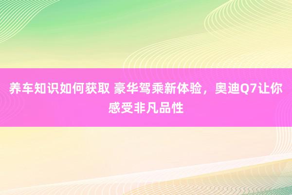 养车知识如何获取 豪华驾乘新体验，奥迪Q7让你感受非凡品性