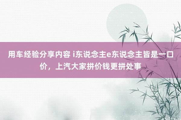 用车经验分享内容 i东说念主e东说念主皆是一口价，上汽大家拼价钱更拼处事