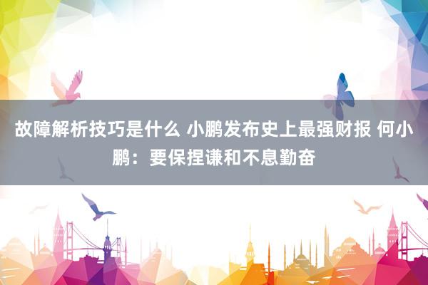 故障解析技巧是什么 小鹏发布史上最强财报 何小鹏：要保捏谦和不息勤奋