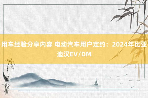 用车经验分享内容 电动汽车用户定约：2024年比亚迪汉EV/DM