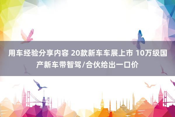 用车经验分享内容 20款新车车展上市 10万级国产新车带智驾/合伙给出一口价