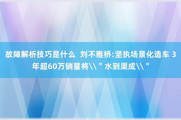 故障解析技巧是什么  刘不雅桥:坚执场景化造车 3年超60万销量将\＂水到渠成\＂