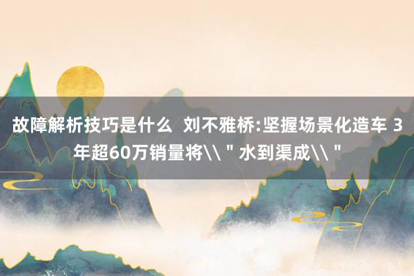 故障解析技巧是什么  刘不雅桥:坚握场景化造车 3年超60万销量将\＂水到渠成\＂