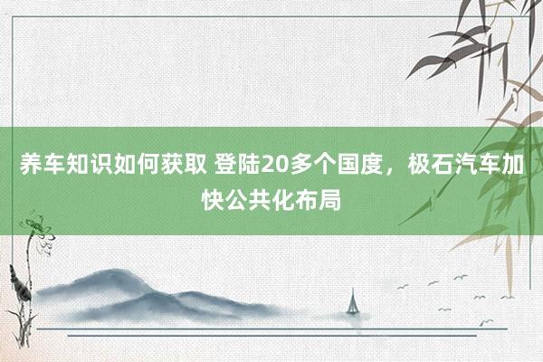 养车知识如何获取 登陆20多个国度，极石汽车加快公共化布局