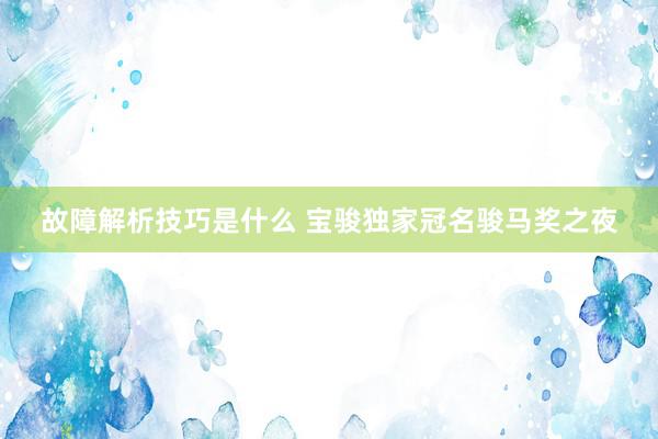 故障解析技巧是什么 宝骏独家冠名骏马奖之夜