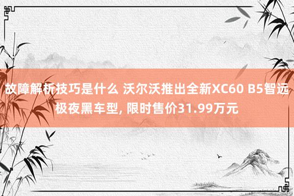 故障解析技巧是什么 沃尔沃推出全新XC60 B5智远极夜黑车型, 限时售价31.99万元