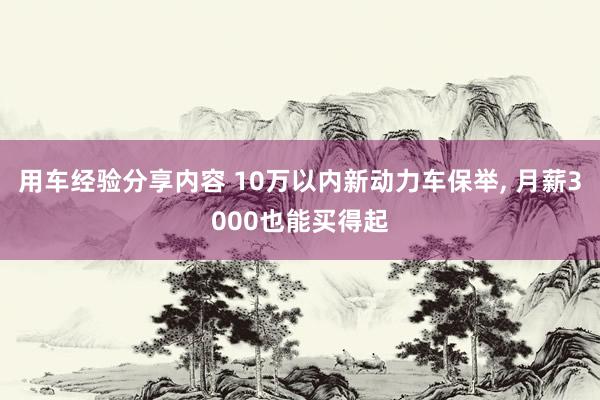 用车经验分享内容 10万以内新动力车保举, 月薪3000也能买得起