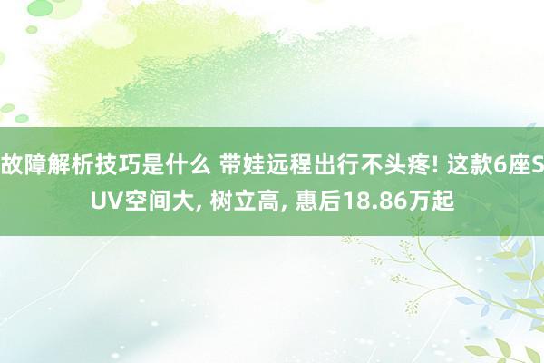 故障解析技巧是什么 带娃远程出行不头疼! 这款6座SUV空间大, 树立高, 惠后18.86万起