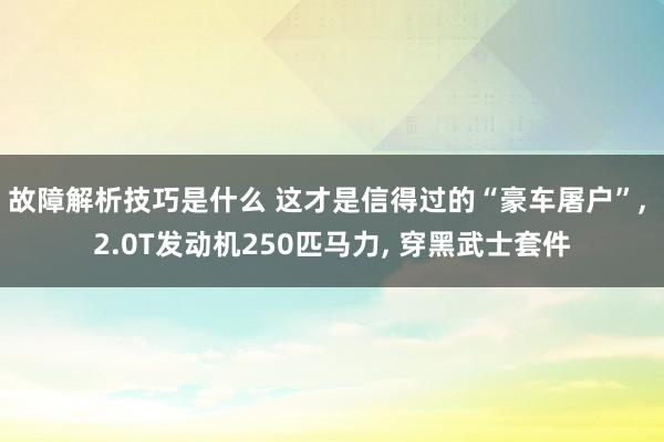 故障解析技巧是什么 这才是信得过的“豪车屠户”, 2.0T发动机250匹马力, 穿黑武士套件