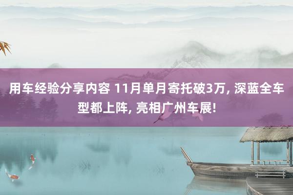 用车经验分享内容 11月单月寄托破3万, 深蓝全车型都上阵, 亮相广州车展!