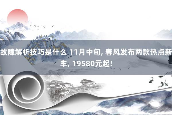 故障解析技巧是什么 11月中旬, 春风发布两款热点新车, 19580元起!