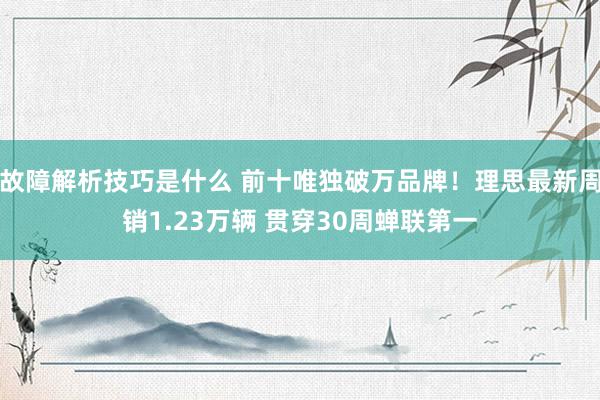 故障解析技巧是什么 前十唯独破万品牌！理思最新周销1.23万辆 贯穿30周蝉联第一