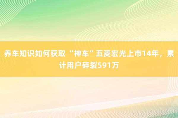 养车知识如何获取 “神车”五菱宏光上市14年，累计用户碎裂591万