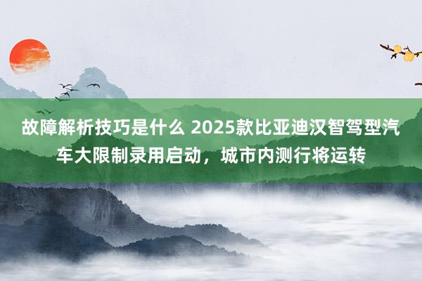 故障解析技巧是什么 2025款比亚迪汉智驾型汽车大限制录用启动，城市内测行将运转