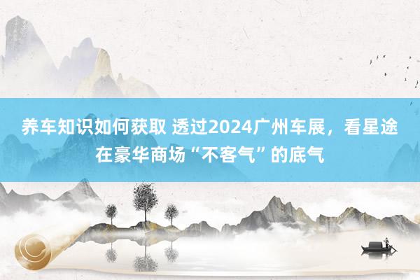 养车知识如何获取 透过2024广州车展，看星途在豪华商场“不客气”的底气