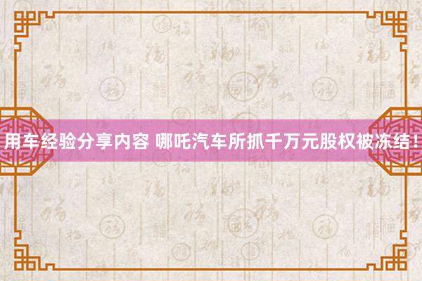 用车经验分享内容 哪吒汽车所抓千万元股权被冻结！