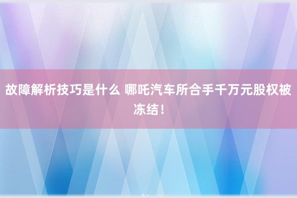 故障解析技巧是什么 哪吒汽车所合手千万元股权被冻结！