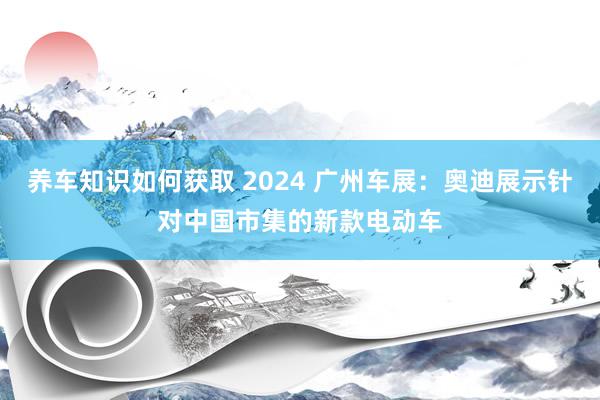 养车知识如何获取 2024 广州车展：奥迪展示针对中国市集的新款电动车