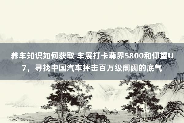 养车知识如何获取 车展打卡尊界S800和仰望U7，寻找中国汽车抨击百万级阛阓的底气