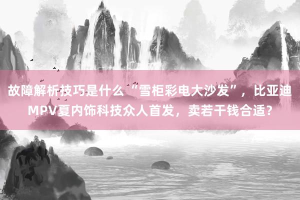 故障解析技巧是什么 “雪柜彩电大沙发”，比亚迪MPV夏内饰科技众人首发，卖若干钱合适？