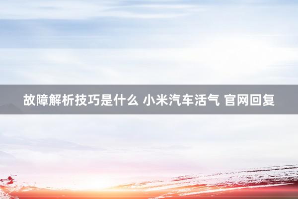 故障解析技巧是什么 小米汽车活气 官网回复