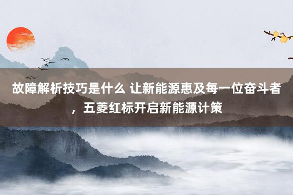 故障解析技巧是什么 让新能源惠及每一位奋斗者，五菱红标开启新能源计策