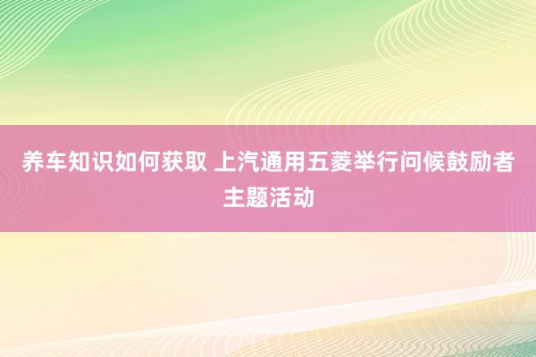 养车知识如何获取 上汽通用五菱举行问候鼓励者主题活动