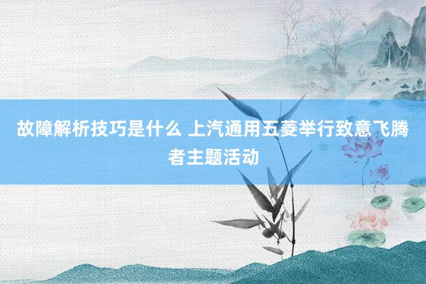 故障解析技巧是什么 上汽通用五菱举行致意飞腾者主题活动