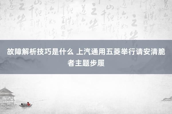 故障解析技巧是什么 上汽通用五菱举行请安清脆者主题步履